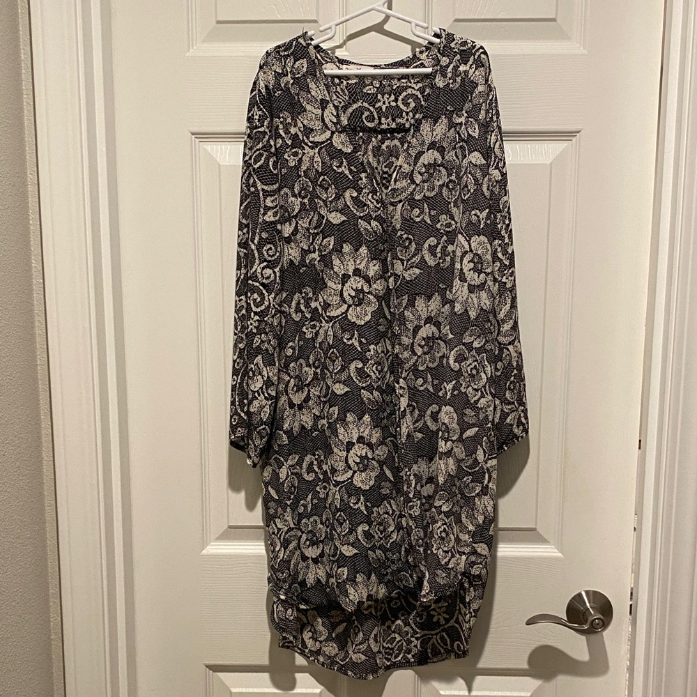 Dainty Hooligan Black and Cream Floral Long Sleeve Dress